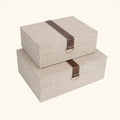 2PCS Flip Canvas Leather Box MDF Wooden Packaging Gift Box Canvas Leather Wooden Box Insert-two Piece Set