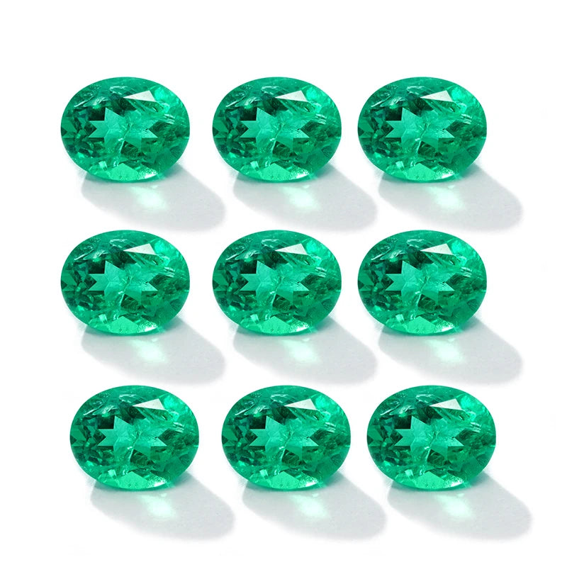Starsgem 5*3mm-14*10mm Oval Cut Hydrothermal Emerald With Inclusion Green Lab Emerald Colombian  Emerald