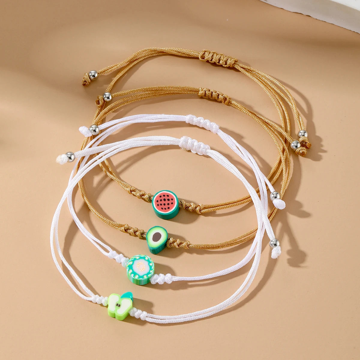 NEW Fresh Simple Stylish Adjustable Fruit Bracelet Multi-layered Hand-woven Rope Bangle for Women Fashion Jewelry