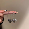 Women Jewelry Cute Unusual Dangle Earrings Silver Alloy Metal Hoop Earring Heart Hanging Earrings for Women