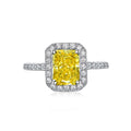 925 Sterling Silver Womens Yellow/Pink Radiant Cut Fancy Cubic Zirconia Diamond Rings