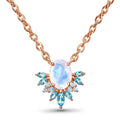 925 Sterling Silver Lotus Flower Natural Moonstone Necklace Gold Plated Pendent for Women