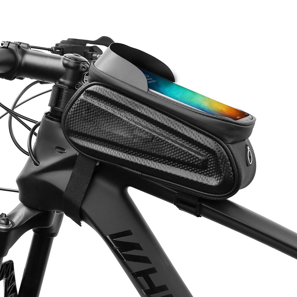 2024 Mobile Front Tube Frame Bag Waterproof Bicycle Bag with Phone Holder for Camping & Hiking