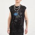 Custom High Street Washed Vest T-shirt Sleeveless Skull Tank Top Men's T-shirt Vest