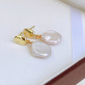Fashion Jewelry Vintage 925 Silver Rose Petals Baroque Freshwater Pearl Earrings