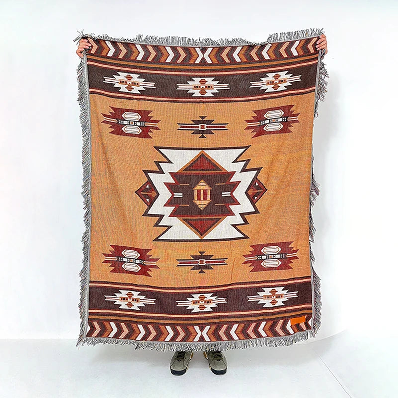 Bohemian Rugs 100%cotton Custom Jacquard Woven Throw Blanket Picnic Beach Blanket