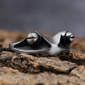 Animal Unique Antique Jewelry Vintage Stainless Steel Brushed Surface Frog Stacking Rings for Women Ladies Men Size 5-13