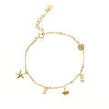 Ins Delicate S925 Sterling Silver Star Pendant Bracelet Gold Plating Shell Pearl Bracelet for Party