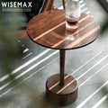 WISEMAX FURNITURE Retro Design Living Room Sofas End Table Walnut Ash Solid Wood Round Coffee Table Side Table for Cafe Shop