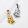 Tarnish Free Mens Pendant Religious Hamsa Hand Charm  Stainless Steel Hot Sale Necklace God Blessing Praying Hands Pendant