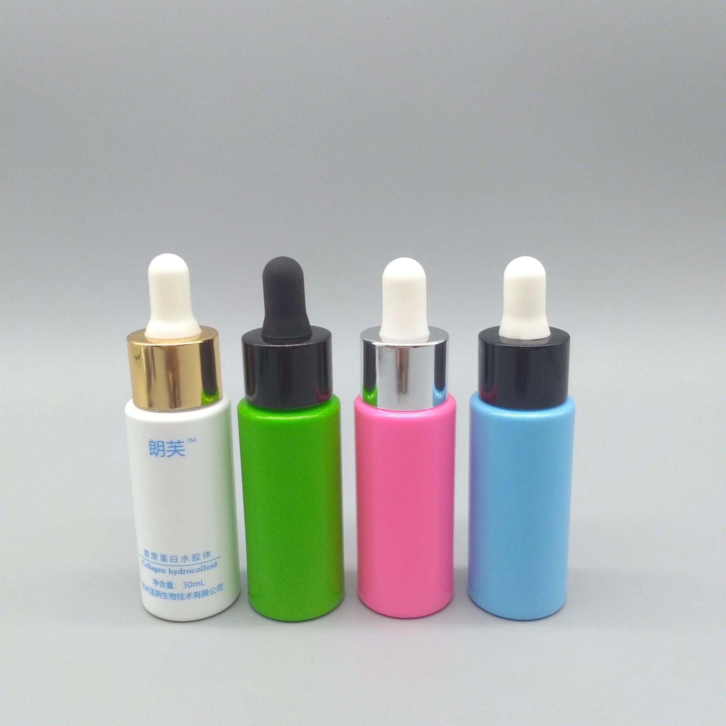 Wholesale 30ml Transparent Flat Shoulder Plastic Dropper Bottle Customized Silkscreen Print for Skin Care Serum Lotion Face