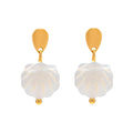 Waterproof 18K Gold Plated Stainless Steel Jewelry Gift Natural Shell Pendant Earrings for Girls