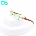 2025 New Style Wooden Leg Frame with Diamonds Trendy Personality Fashion Sunglasses Custom logo