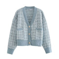 2024 New Autumn Women Cardigan Single Breasted V-Neck Sweater With Small Fragrance Pattern Knitting Women Sweater