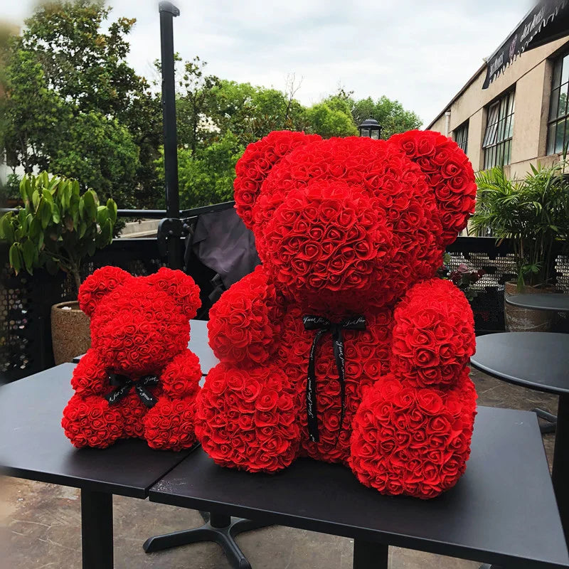 C-RB001 Wholesale 25cm Teddy Rose Bear Foam Rose Diy Flower  Bear With Box for Valentine's Day Girlfriend Lady Gift