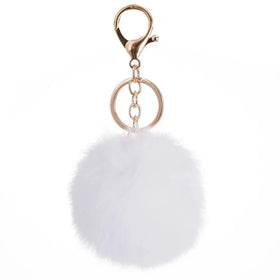 8CM White Fur Ball Keychains Pompom Bulk Furball Puffballs Key Chains