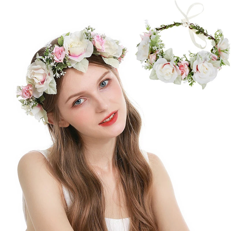 Handmade Artificial Flowers Corolla Headband Wreath New Wholesale Products for Wedding Photos and Travel for Styling