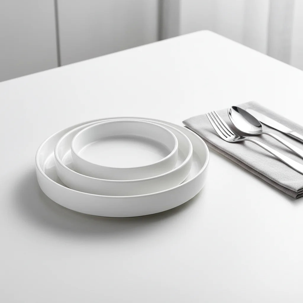Nordic Style Eco-Friendly Porcelain White Microwave Safe Customizable Tableware for Hotels Breakfast/Cake/Baking Plate