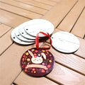 MDFSUB Personalized Hot Sales Xmas Decor Hanging 3 Inch Wooden Balls White Blanks Sublimation MDF Ornament Red Ribbon Christmas