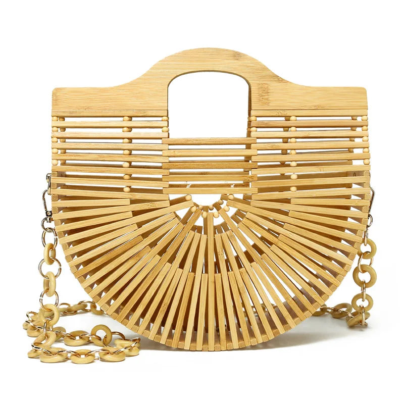 Wholesale Summer Bags for Women Beach Tote Chain Vacation Shoulder Bag Custom Bamboo Bags Women Handbag