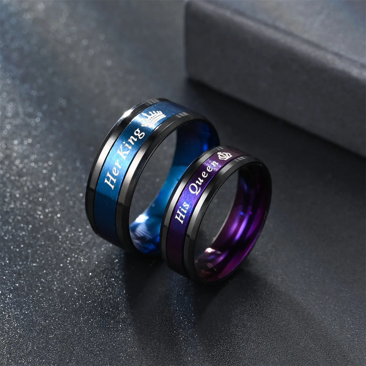 GT Anillo Her King His Queen Engagement Bridal Couple Wedding Stainless Steel Ring Jewelry Lovers Rings for Lovers