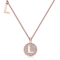 925 Sterling Silver Trendy Wish Jewelry Rose Gold Plated Circle Letter L Moissanite Pendant Necklace