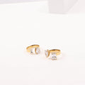 Stone Not Fall 18K PVD Gold Clear Big Cubic CZ Stainless Steel Open Ring Fashion Jewelry