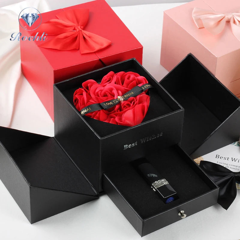 Factory Luxury Valentine's Day Birthday Gift Love Flower Roses Jewelry Box Rose Boxes Flower Packaging Box