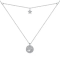 Dylam Simple Design 925 Silver Hallow Out Double Layer Star Pendant Link Chain Necklace