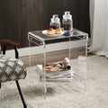 Assembly 2-Tier Clear Acrylic End Table Nightstand for Living Room Luxury Side Coffee Table