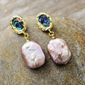 Luxury Baroque Pearl Shell Designer Exaggerated Stud Earrings Hypoallergenic Brass Gemstone Classic Moon Shape for Party Wedding