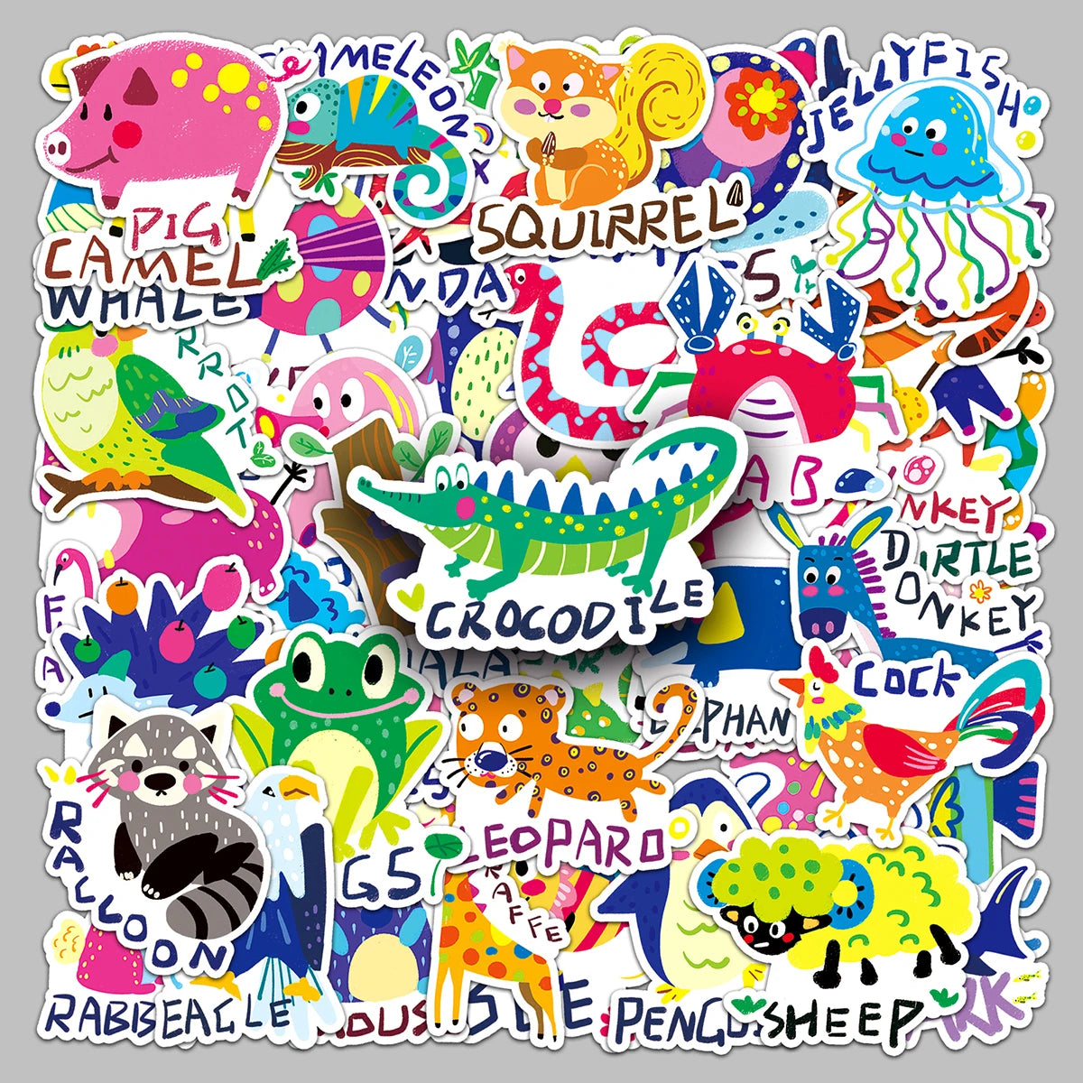 50PCS Factory-sold Hand-painted Graffiti Original Children's Drawing Animals Stickers for Tables & Shelves