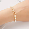 Round Beads Bracelet Rhinestone Bracelets Pearl Bangle for Women Girls
