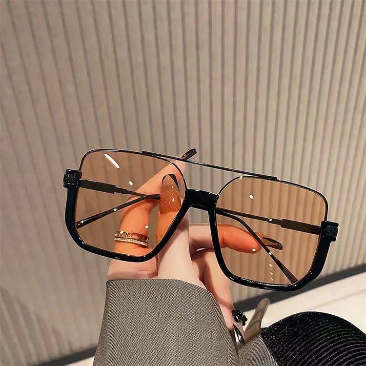 Custom Glasses Retro Square Metal Half Frame Rimless Sun Glasses Vintage Double Bridge Irregular Women Sunglasses Men 2023 Gafas