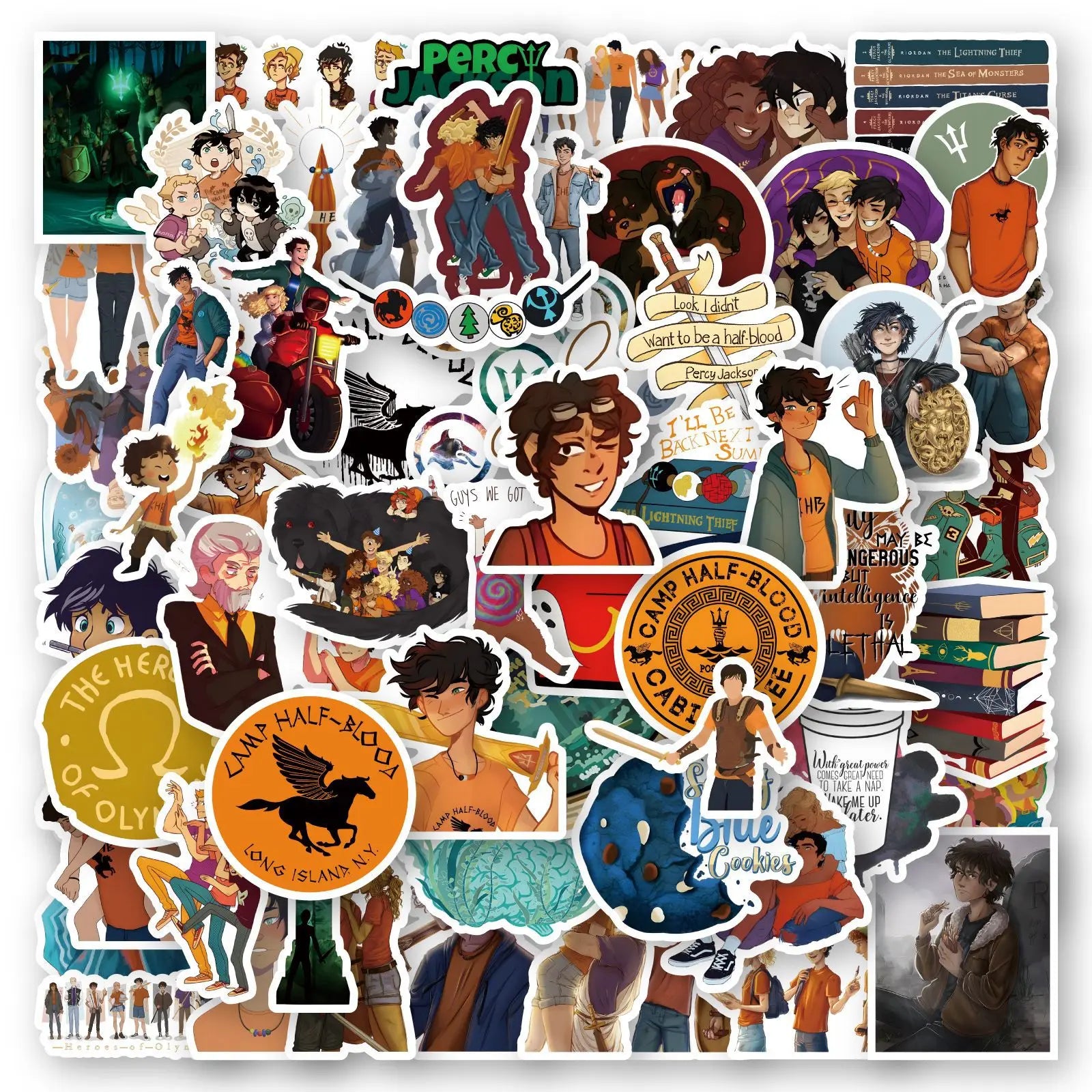 50Pcs Eco-Friendly Custom Size Movie Percy Jackson Stickers Decorative Label Luggage Laptop Guitar Helmet Skateboard Vinyl