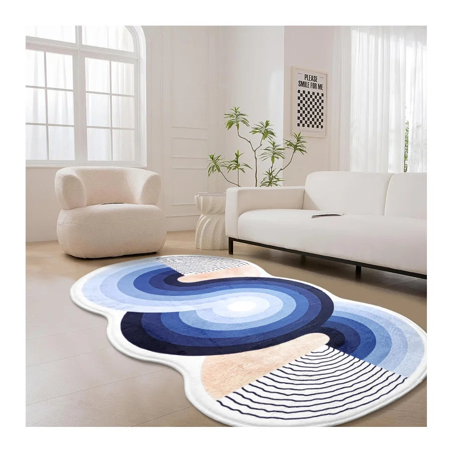 Custom 3D Abstract Luxury Foam Area Rug Carpet for Living Room Bedroom Washable Irregular Bedside Rug