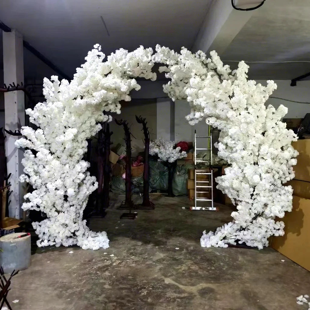 New Arrival White Pink Artificial Trees Cherry Blossom Tree Arch Tree for Outdoor Indoor Wedding Decoration