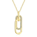 Elegant Gold-Plated Geometric Diamond Letter Pendant Necklace Trendy Interlocking Oval Design for Women for Party Christian