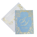 Blue Textured Velvet Hardcover Wedding Invitation Booklet Luxury Gold Foiling RSVP Cards With Envelopes