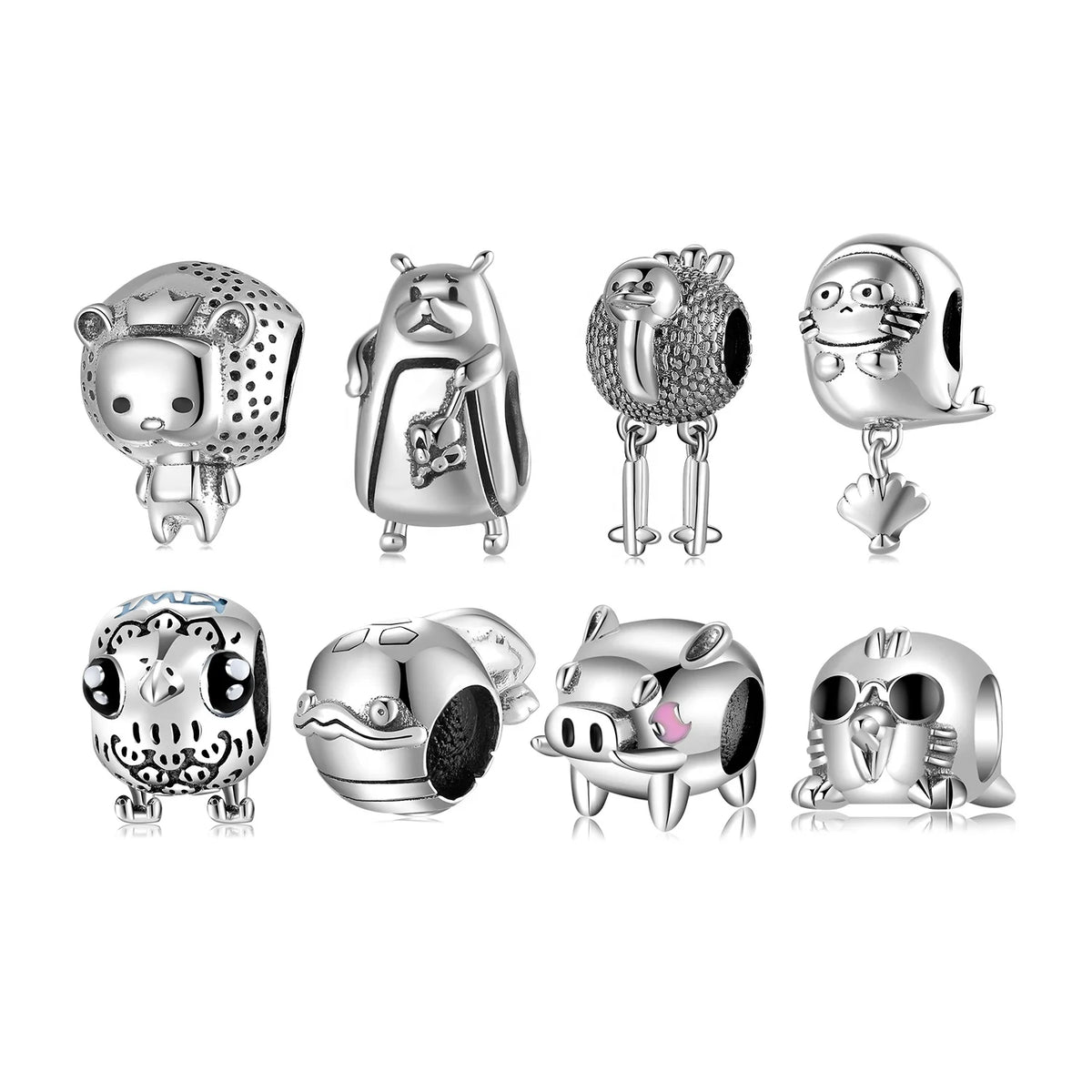 Real 925 Sterling Silver Animal Series Lion/bear/ostrich Beads Charm Fit Women Charm Bracelets Bangle DIY Supplies for Jewelry