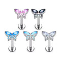 Lotus Wholesale G23 Titanium Zircon Butterfly Gem Labret Screws Stud Tragus Helix Earring Cartilage Body Fine Piercing Jewelry