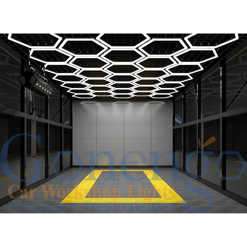 DIY Hexagon LED Light Workshop Car Detailing Lights Car Wash Shop Customized Size Garage Lamp Hexagonal Led Light