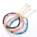 4mm Genuine Natural Stone Beaded Adjustable Gem Stone Healing Crystal Bracelet with Heart Charm for Women Jewelry Gift