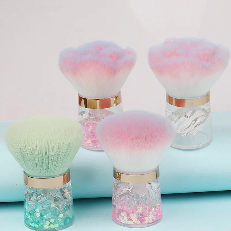 New Wholesale Multi-purpose Mushroom Rose Head Foundation Makeup Brush Liquid Short Handle Nail Dust Cleaning Brush