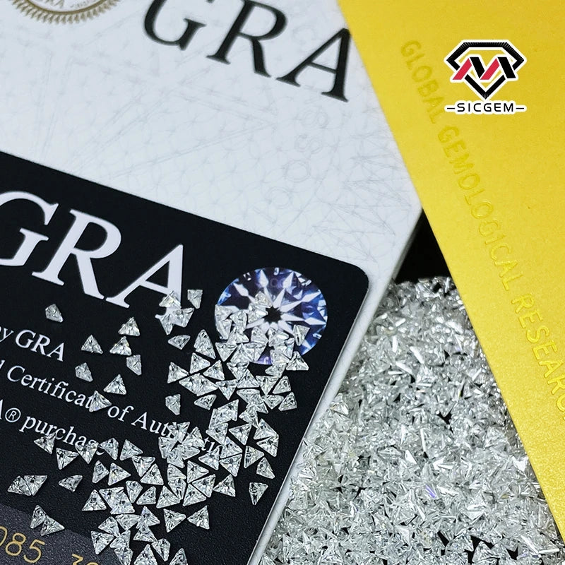 SICGEM Wholesale Loose Moissanite Small Size Triangle Cut (0.7-2.9mm) in VVS White Color Melee Style