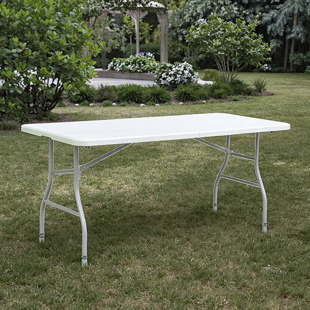 6ft Rectangular Outdoor Folding Table 180cm Garden Patio Pool Furniture for Hotel School Events Wedding Courtyard Hospital