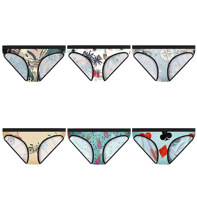 Factory OEM/ODM Women Panties Polyester Briefs Underwear Breathable Bikini Panties Custom Print Lightweight Bikini Briefs
