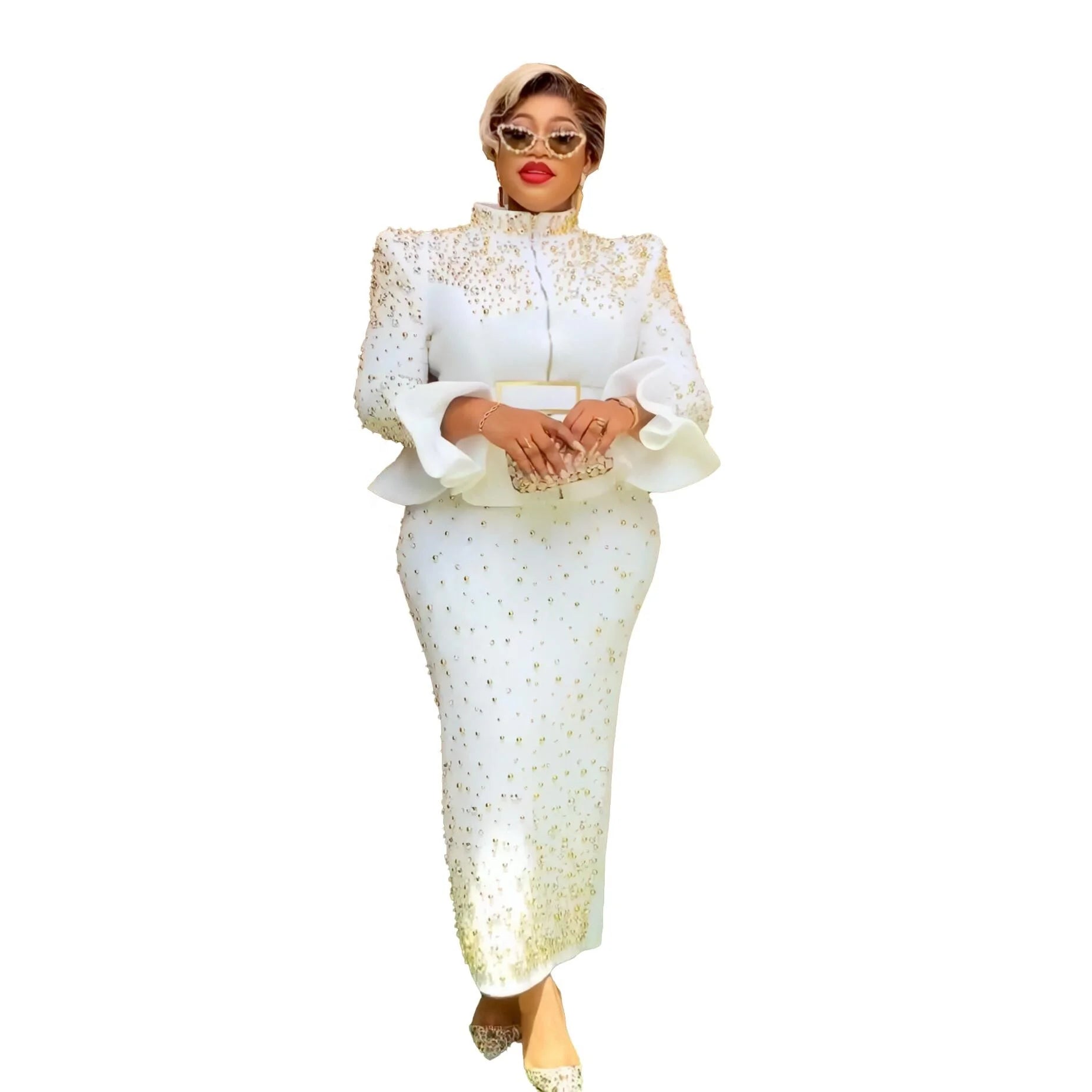 Best Fashion Dress African Mesh Fabric New African Dresses Designs Rhinestone Turkey Dresses for African