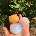 Buns Model Sculpture Hand Crafts Lovely Natural Calcite Rose Quartz Opal Dumpling Carving for Decoration