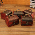 Pattern Antique Vintage Polished Eco-Friendly Pirate Treasure Chest Wooden Storage Trinket Boxes Jewelry Keepsakes Treasure